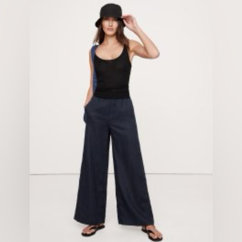 Banana Republic High Rise Wide Leg Linen Pull On Pant (size small)